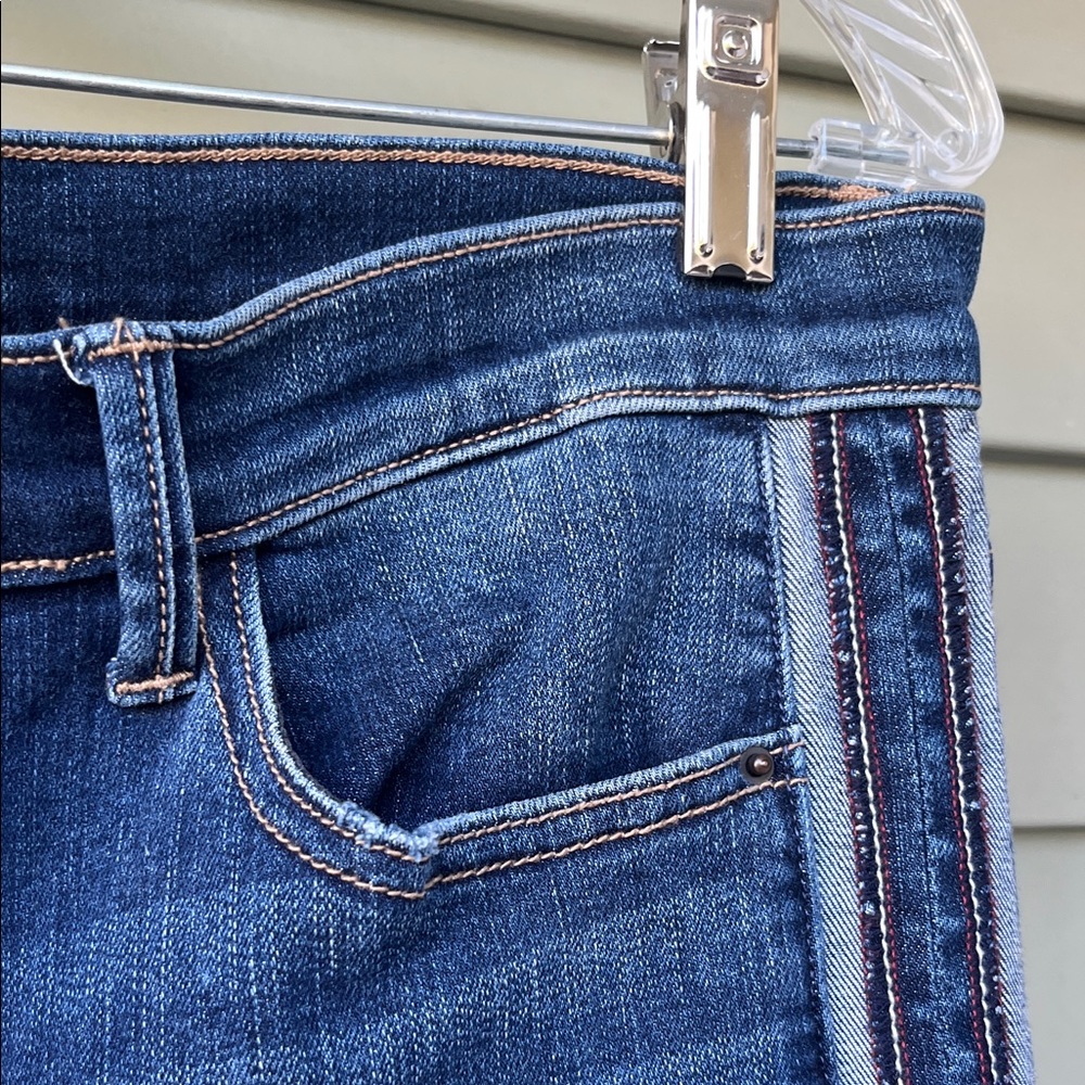 Like new Sneak Peek Indigo Straight Leg mid rise Jeans with Side Stripe - Picture 5 of 16